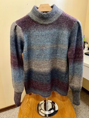 Belldini Gradient Funnel Neck Sweater in Blue, Gray & Purple